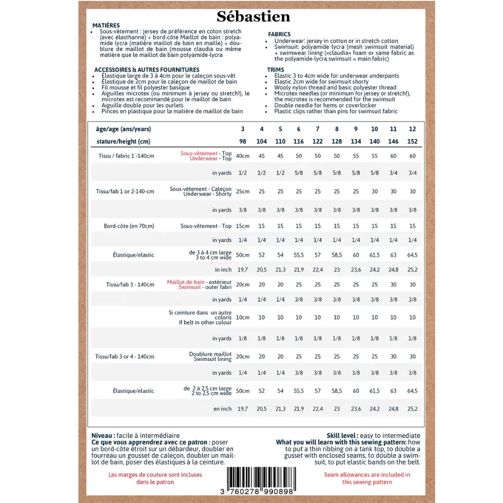 Ikatee - Patron Couture Enfant Sous-vêtement et Maillot de Bain "Sébastien" du 3 au 12 ans 1.webp