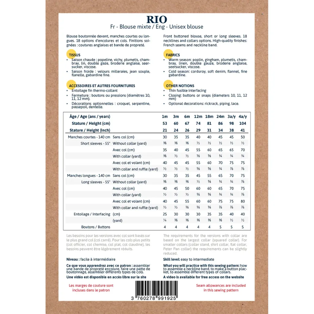 Ikatee - Patron Couture Bébé Blouse "Rio" du 1 mois au 4 ans 1.webp