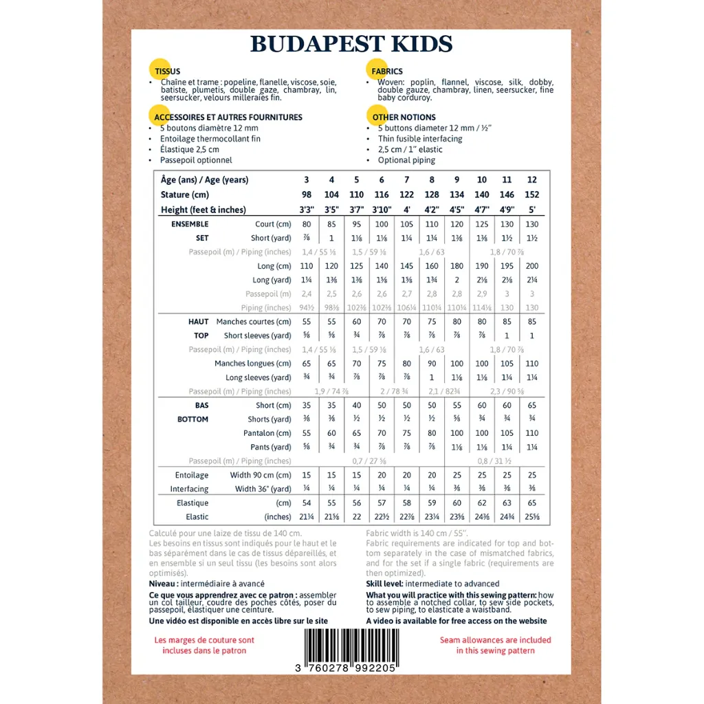 Ikatee - Patron Couture Enfant Pyjama "Budapest Kids" du 3 au 12 ans 1.webp