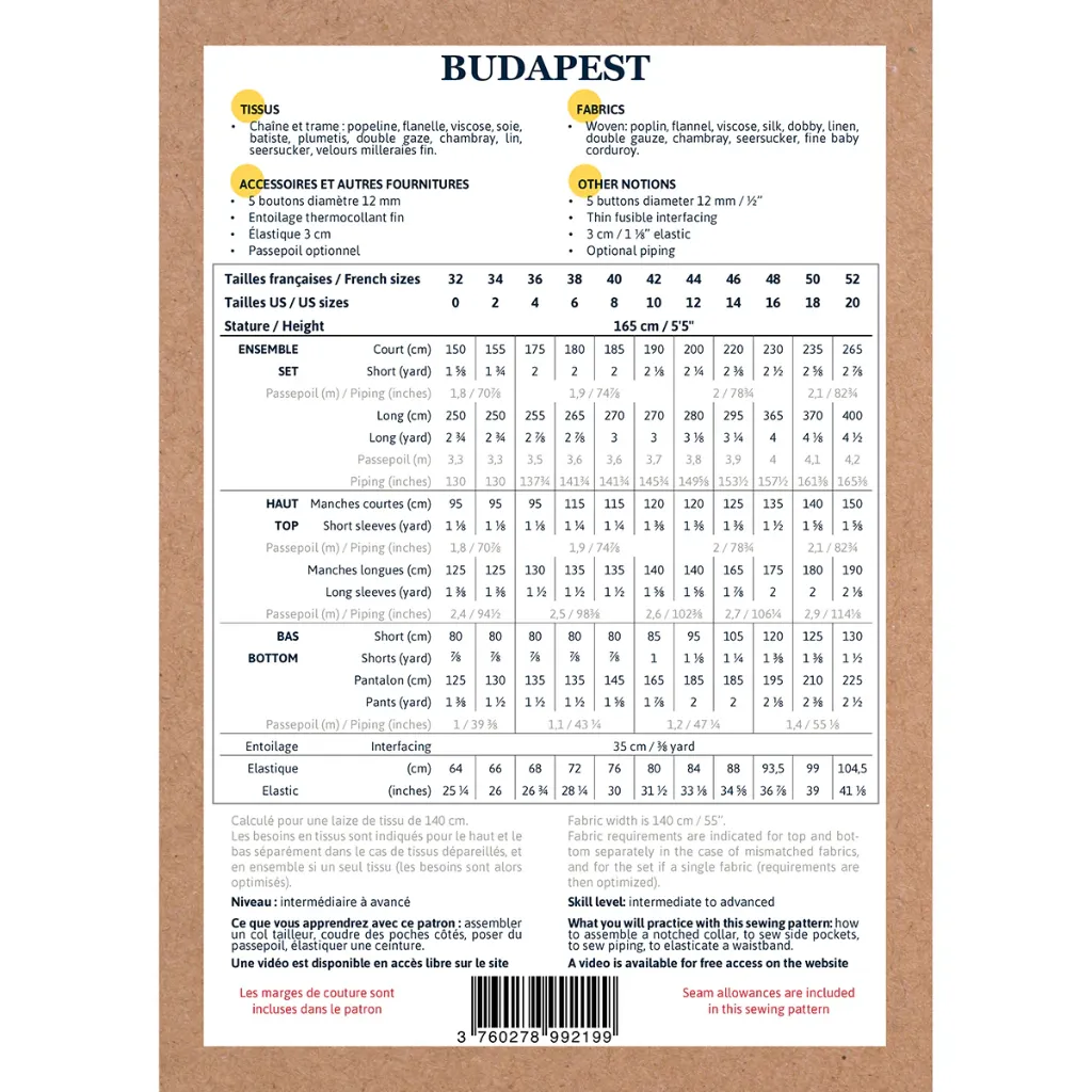 Ikatee - Patron Couture Femme Pyjama "Budapest" du 32 au 52 1.webp