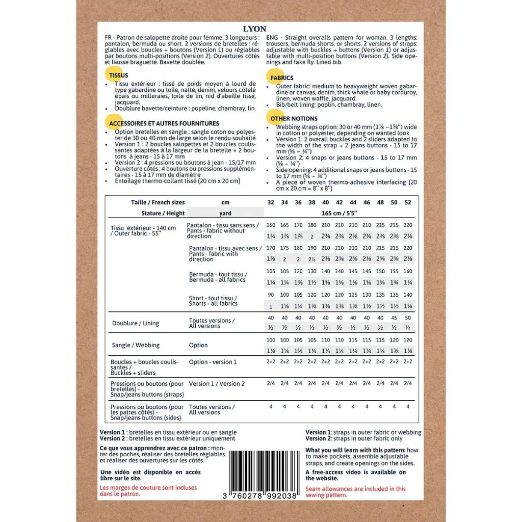 Ikatee - Patron Couture Femme Salopette "Lyon" du 32 au 52 1.webp