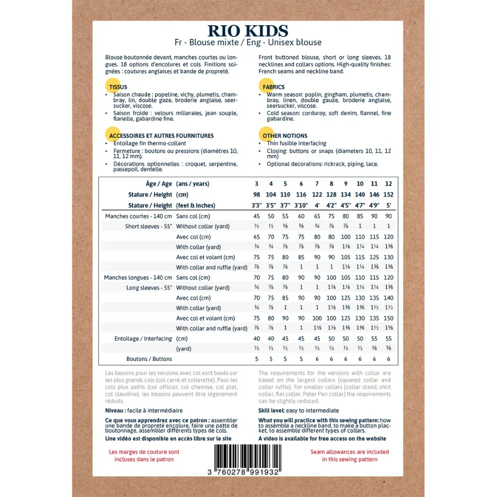 Ikatee - Patron Couture Enfant Blouse Mixte "Rio Kids" du 3 au 12 ans 2.webp