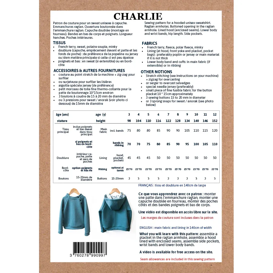 Ikatee - Patron Couture Enfant Sweat Mixte "Charlie" du 3 au 12 ans 2.webp