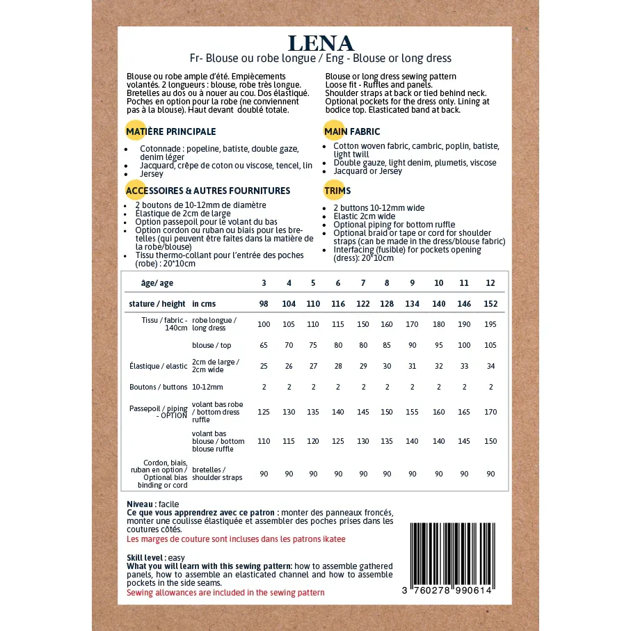 Ikatee - Patron Couture Enfant Top et Robe "Léna" du 3 au 12 ans 1.webp