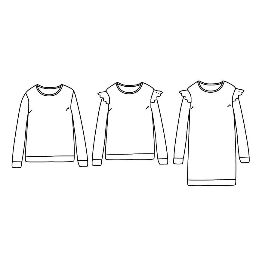 Ikatee - Patron Couture Enfant Sweat Unisexe, Robe Sweat ou Chemise de nuit "Jasmin" du 3 au 12 ans 10.webp