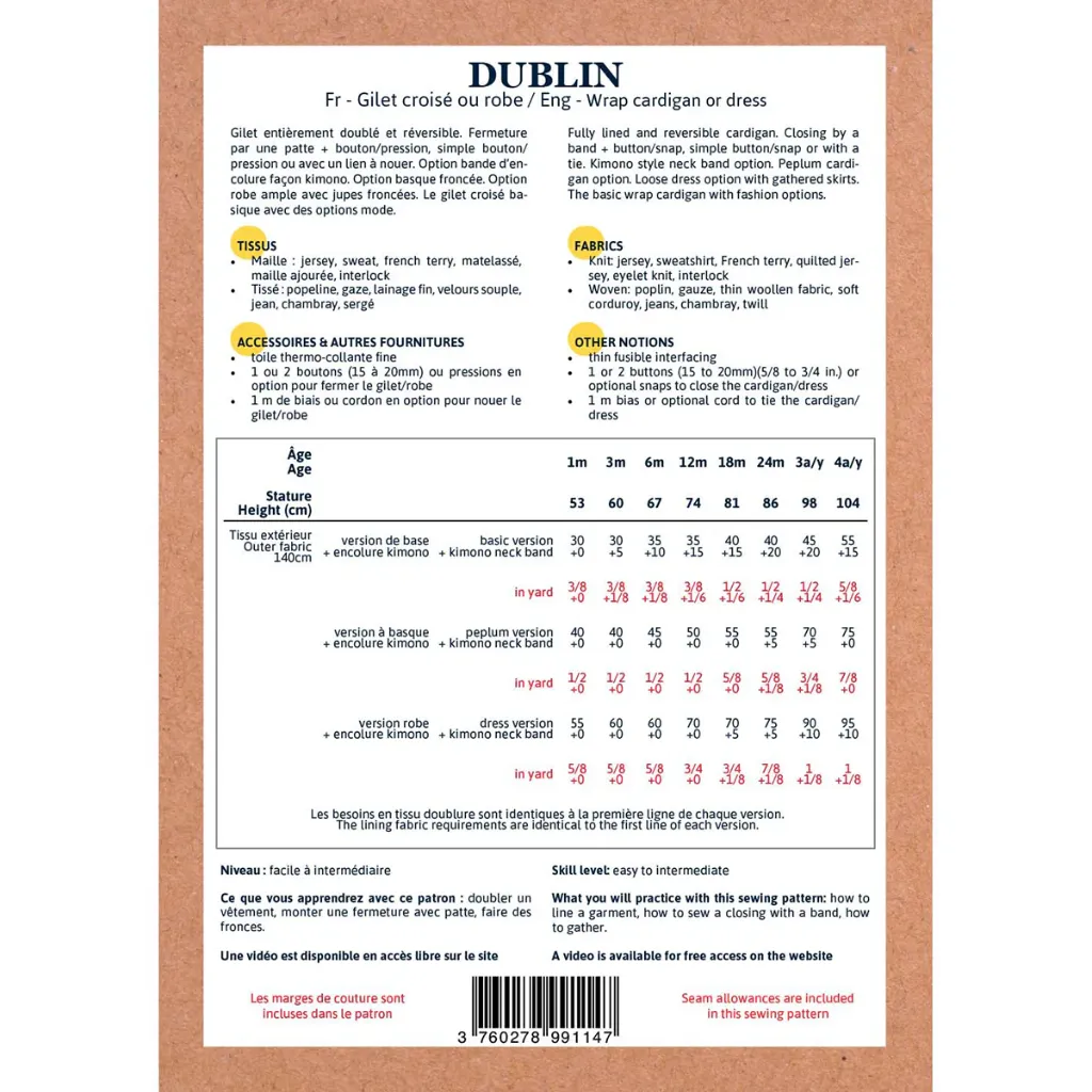 Ikatee - Patron Couture Bébé Gilet et Robe "Dublin" du 1 mois au 4 ans 1.webp