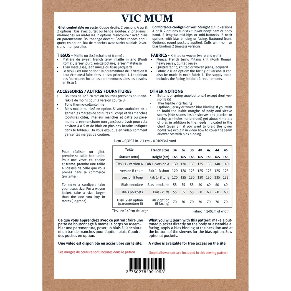 Ikatee - Patron Couture Femme Gilet et Veste "Vic Mum" du 34 au 46 1.webp