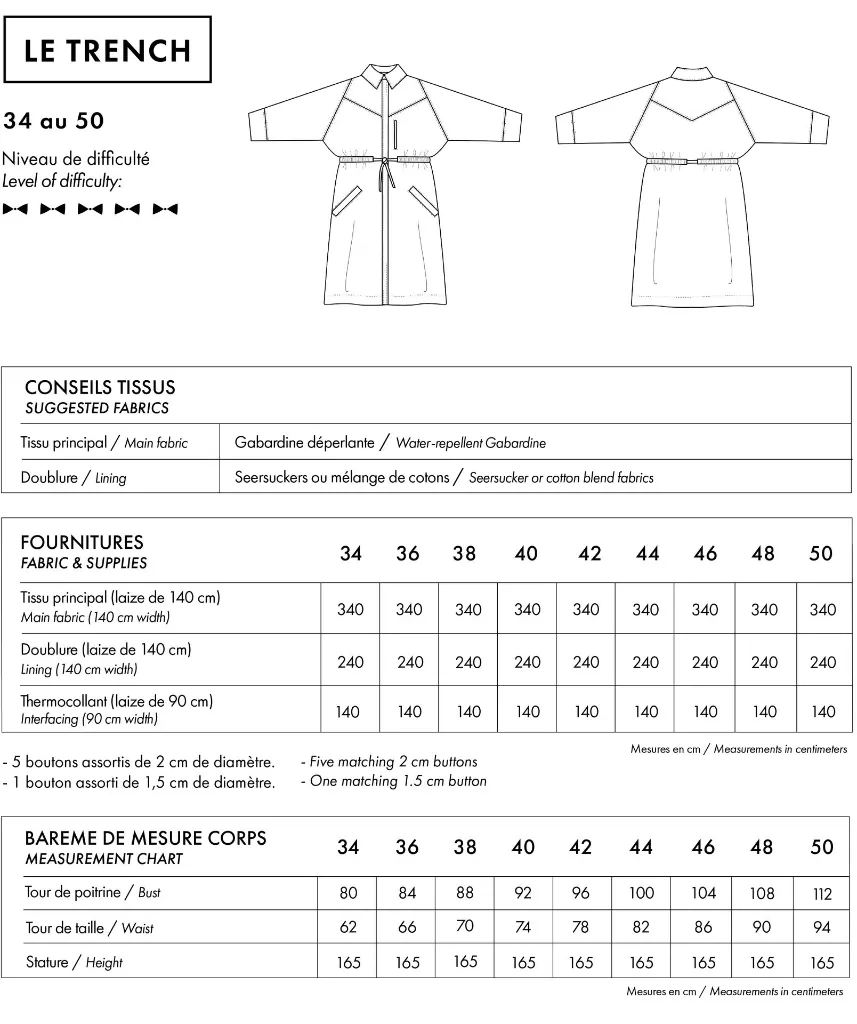 Atelier Brunette "LE Trench" – Patron Couture Femme Trench Coat du 34 au 50 1.webp