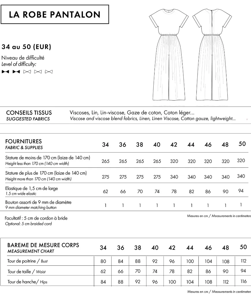 Atelier Brunette "LA Robe Pantalon" – Patron Couture Femme Robe Pantalon du 34 au 50 1.webp