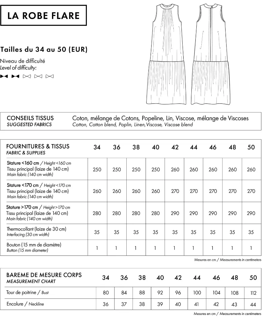 Atelier Brunette "LA Robe Flare" – Patron Couture Femme Robe aux Fronces Empiriques du 34 au 50 1.webp