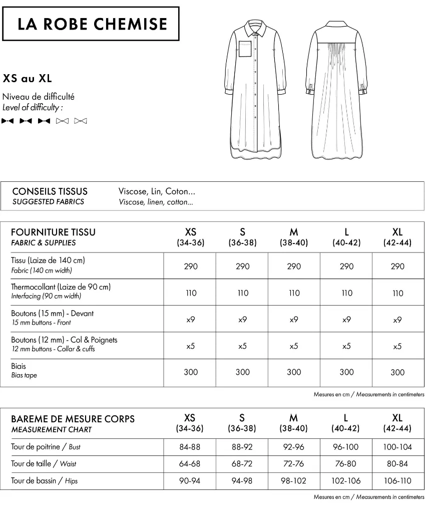 Atelier Brunette "LA Robe Chemise" – Patron Couture Femme Robe Chemise du XS au XL 7.webp