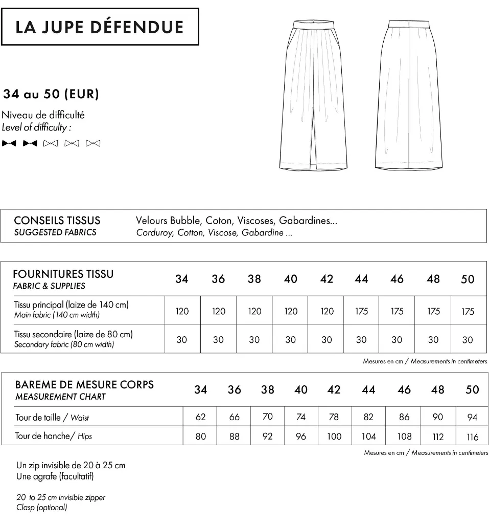 Atelier Brunette "LA Jupe Défendue" – Patron Couture Femme Jupe Midi du 34 au 50 6.webp