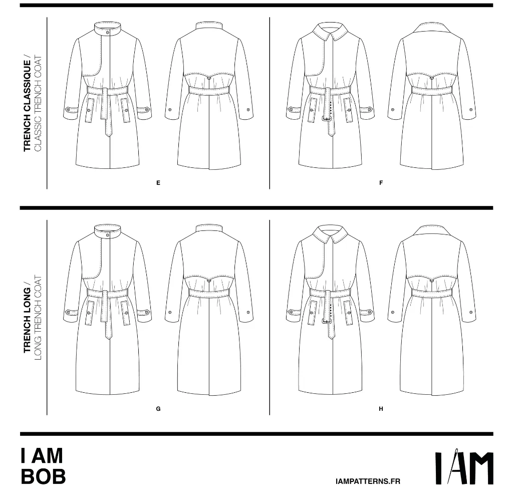 I Am Patterns "Bob" – Patron Couture Femme Trench du 36 au 46 1.webp