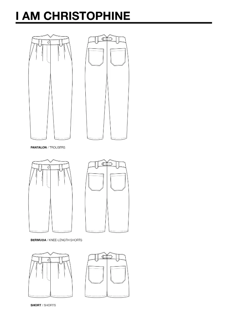 I Am Patterns "Christophine" – Patron Couture Femme Pantalon, Bermuda ou Short du 36 au 46 1.webp