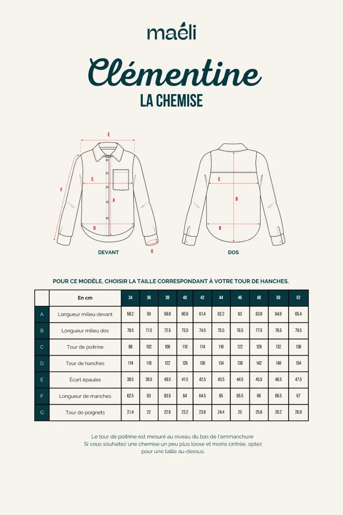 Maéli Paris "Clémentine" – Patron Couture Femme Chemise du 34 au 52 1.webp