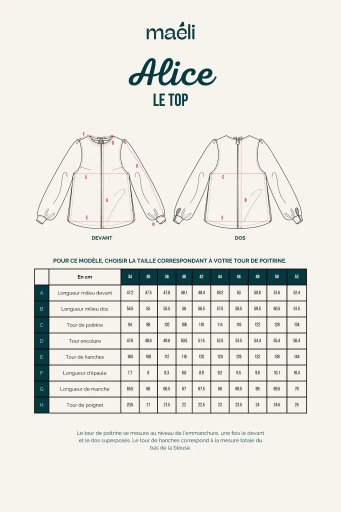 Maéli Paris "Alice" – Patron Couture Femme Top ou Blouse du 34 au 52 1.webp