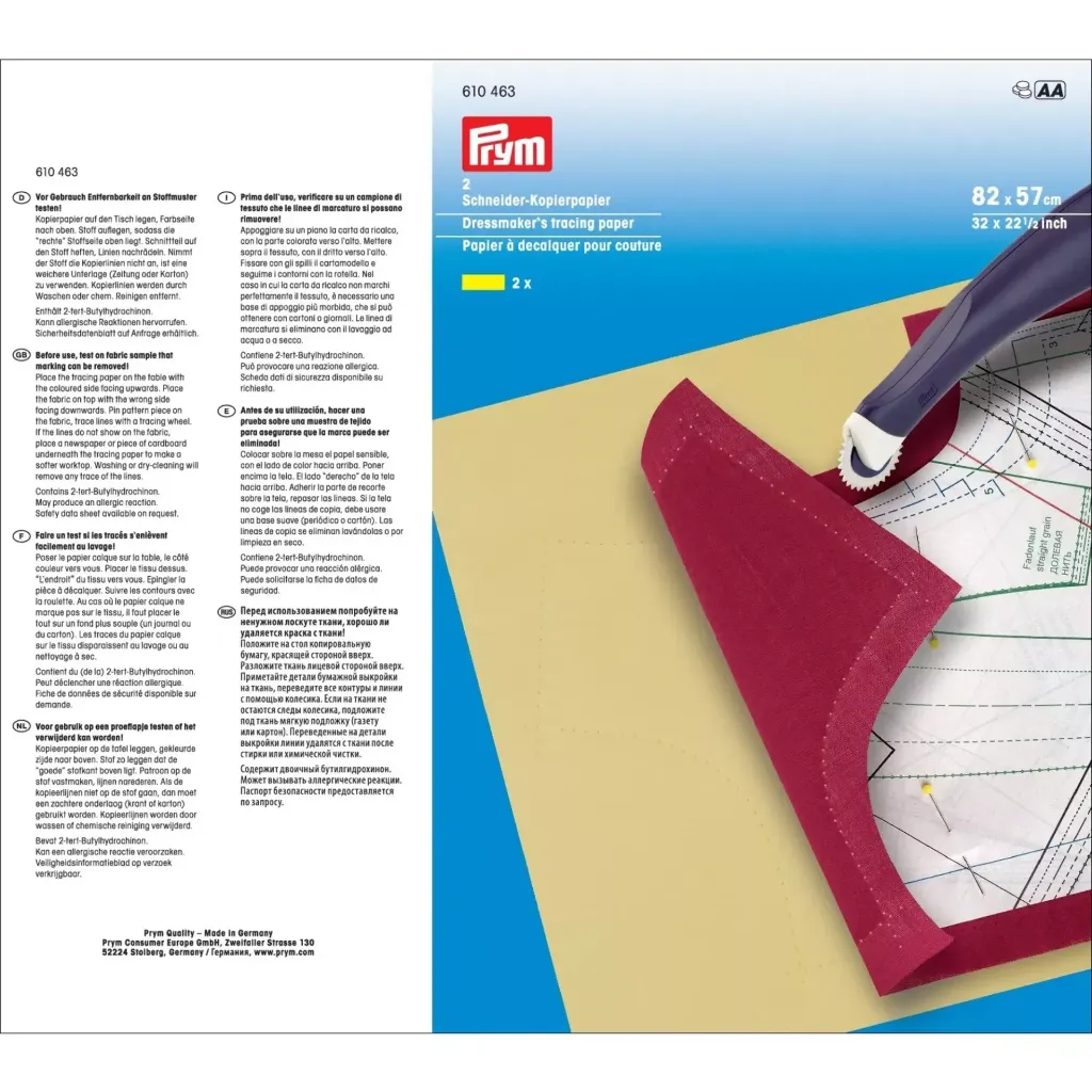 Prym - Papier Décalqueur à Couture Coloris Jaune (2 pcs) 2.webp