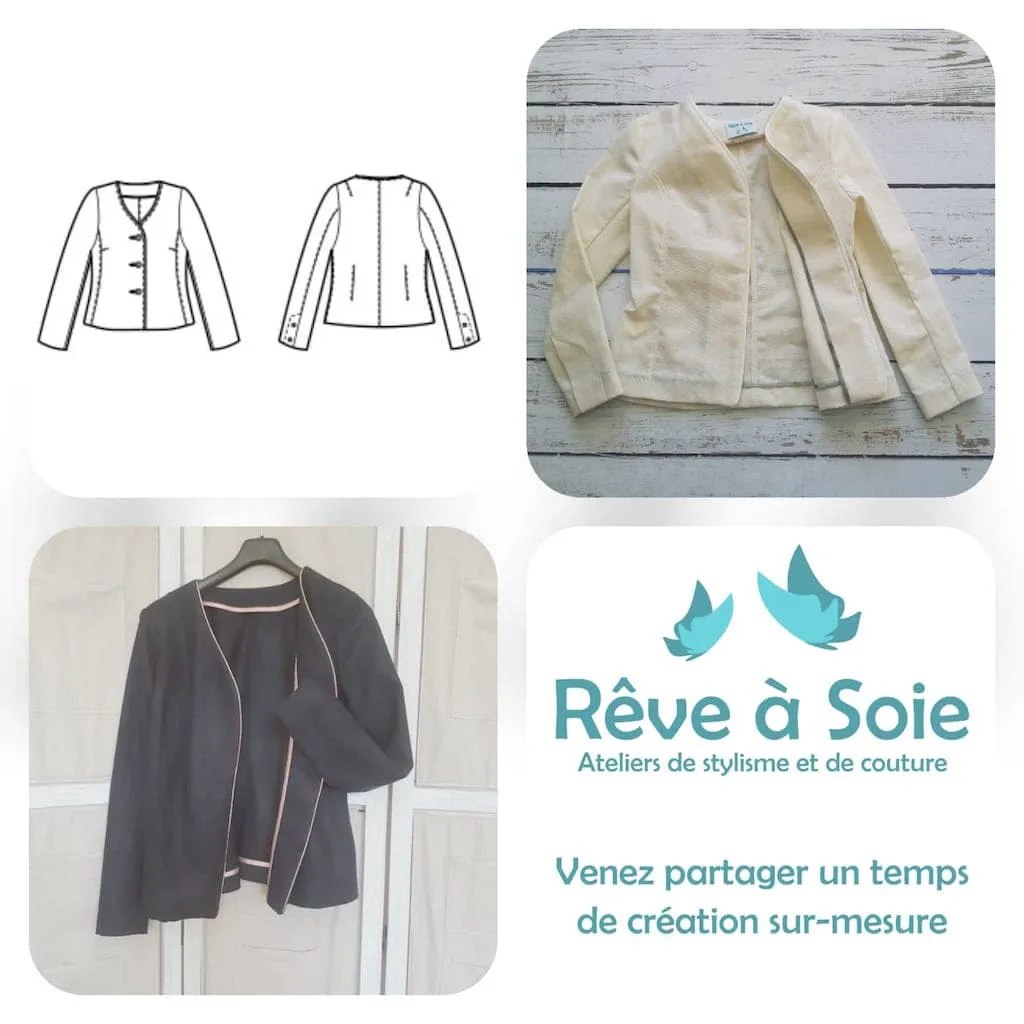 Christine Charles – Kit Couture Veste Armélia Couleur Bleu Marine et Cuivre 1.webp