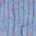 Poppy – Double Gaze Matelassée Réversible – Motif Floral Bleu Lavande & Envers Turquoise 4.webp