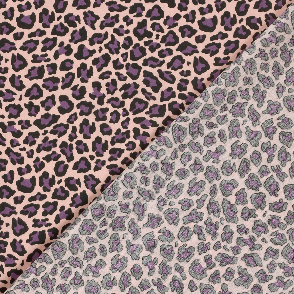 Sélection Coup de coudre - Popeline de Coton Imprimé Léopard Violet et Rose  3.webp