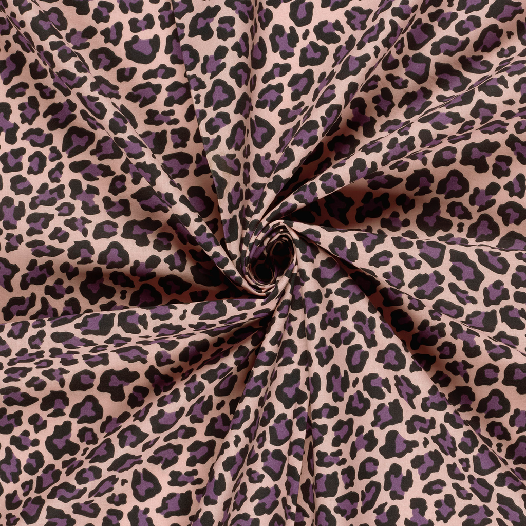 Sélection Coup de coudre - Popeline de Coton Imprimé Léopard Violet et Rose  4.webp