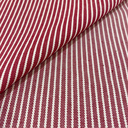 Sélection Coup de coudre – Tissu Denim de Coton Stretch Rayures Blanches sur le Fond Rouge 2.webp