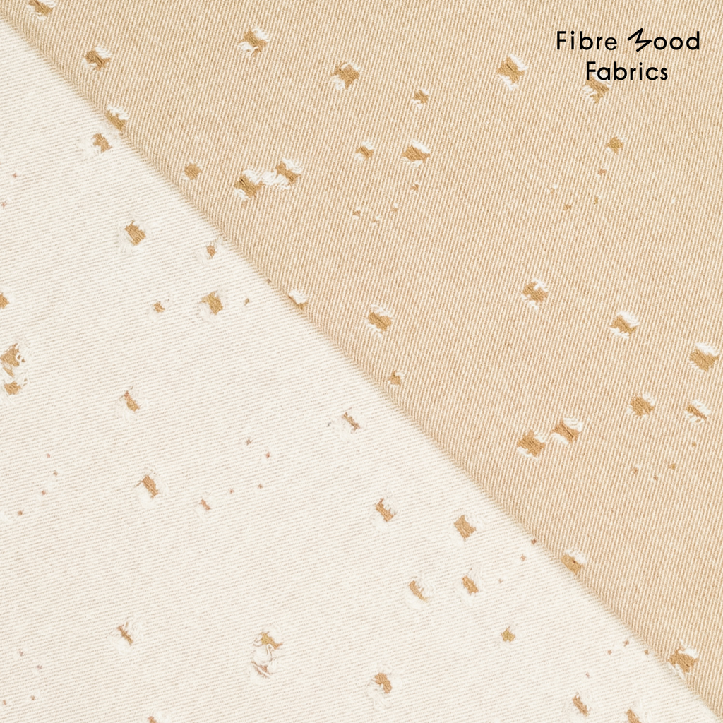 Fibre Mood - Tissu Denim Uni Ecru Effet Usé  "Luki"  3.webp