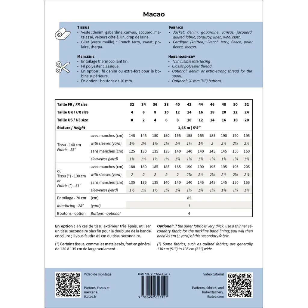 Ikatee - Patron Couture Femme Veste "Macao" du 32 au 52 2.webp