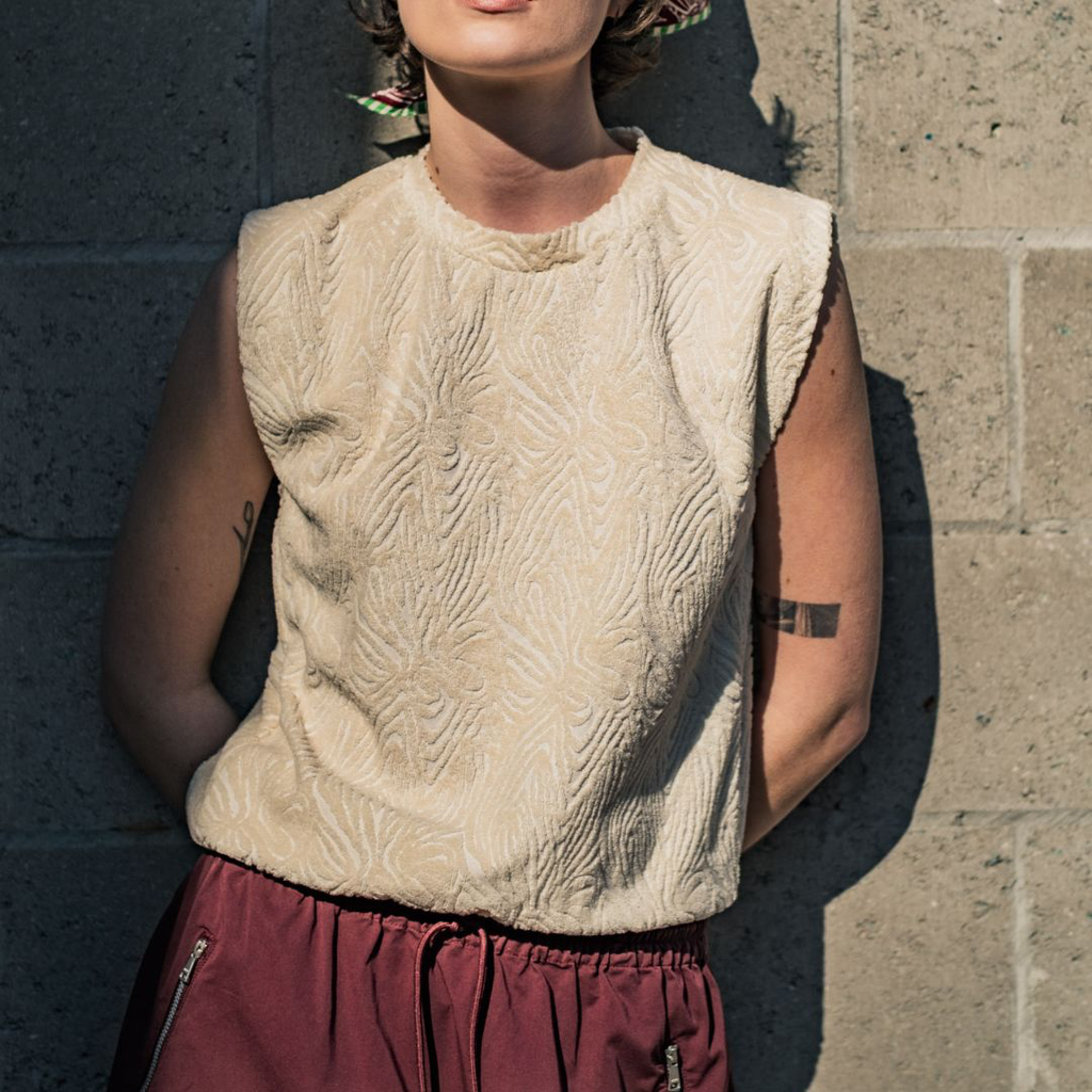 Fibre Mood - Tissu Jacquard de Coton "Maela" Couleur Rose Terracota À Motif Texturé.webp