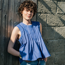 Fibre Mood - Tissu Popeline de Coton Touché Doux "Isola" Uni Couleur Bleu Orage 4.webp