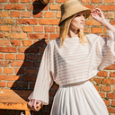 Fibre Mood - Tissu Popeline de Coton "Zoey" Imprimé Rayures Oranges sur le Fond Blanc.webp