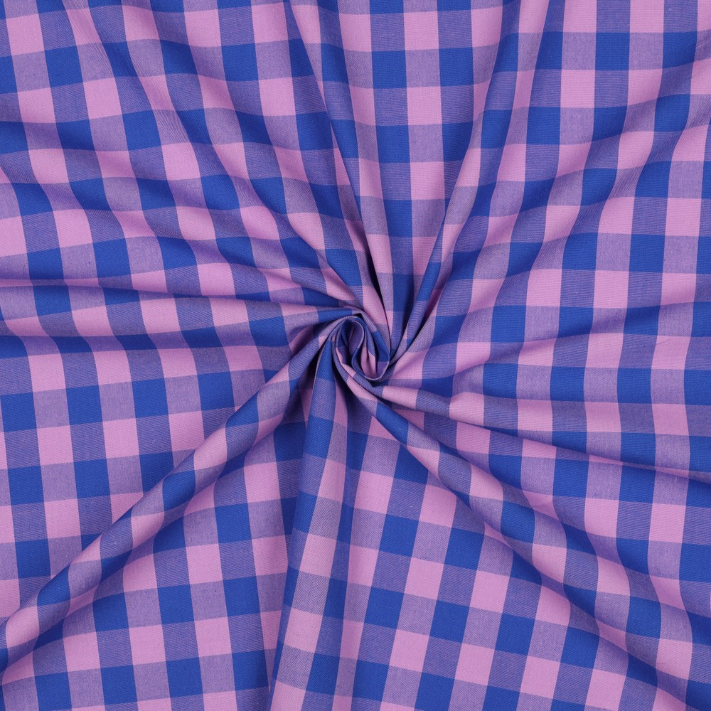 Poppy – Tissu Fil à Fil Carreaux Violet et Rose  3.webp