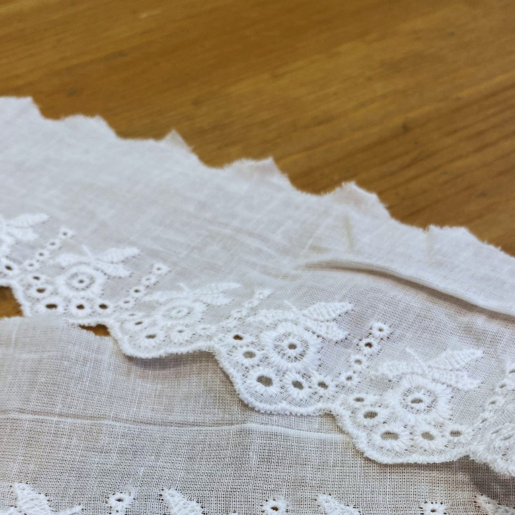 Sélection Coup de Coudre - Galon Broderie Anglaise Festonnée Fleurs Blanc 70 mm 2.webp