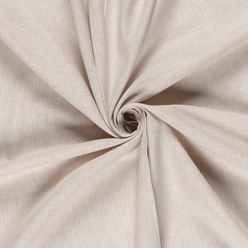 Sélection Coup de Coudre - Tissu Chambray Lin Coton aux Fines Rayures Coloris Beige 3.webp
