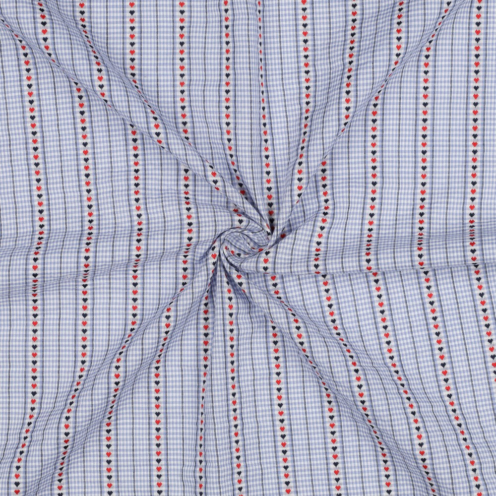 Poppy - Tissu Fil à Fil Vichy Bleu Clair Motif Coeurs - 10 cm 4.webp