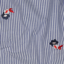 Poppy - Tissu Fil à Fil Rayures Bleu Moyen Brodé Fleurs - 10 cm 2.webp
