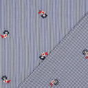 Poppy - Tissu Fil à Fil Rayures Bleu Moyen Brodé Fleurs - 10 cm 4.webp