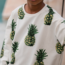 See You at Six – Tissu French Terry de Coton Imprimé « Pineapples» sur le Fond Crème Papyrus 2.webp