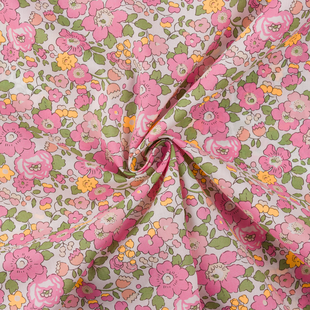 Liberty of London – Tissu Betsy Tana Lawn Coton Rose et Orange Fluo - 3.webp