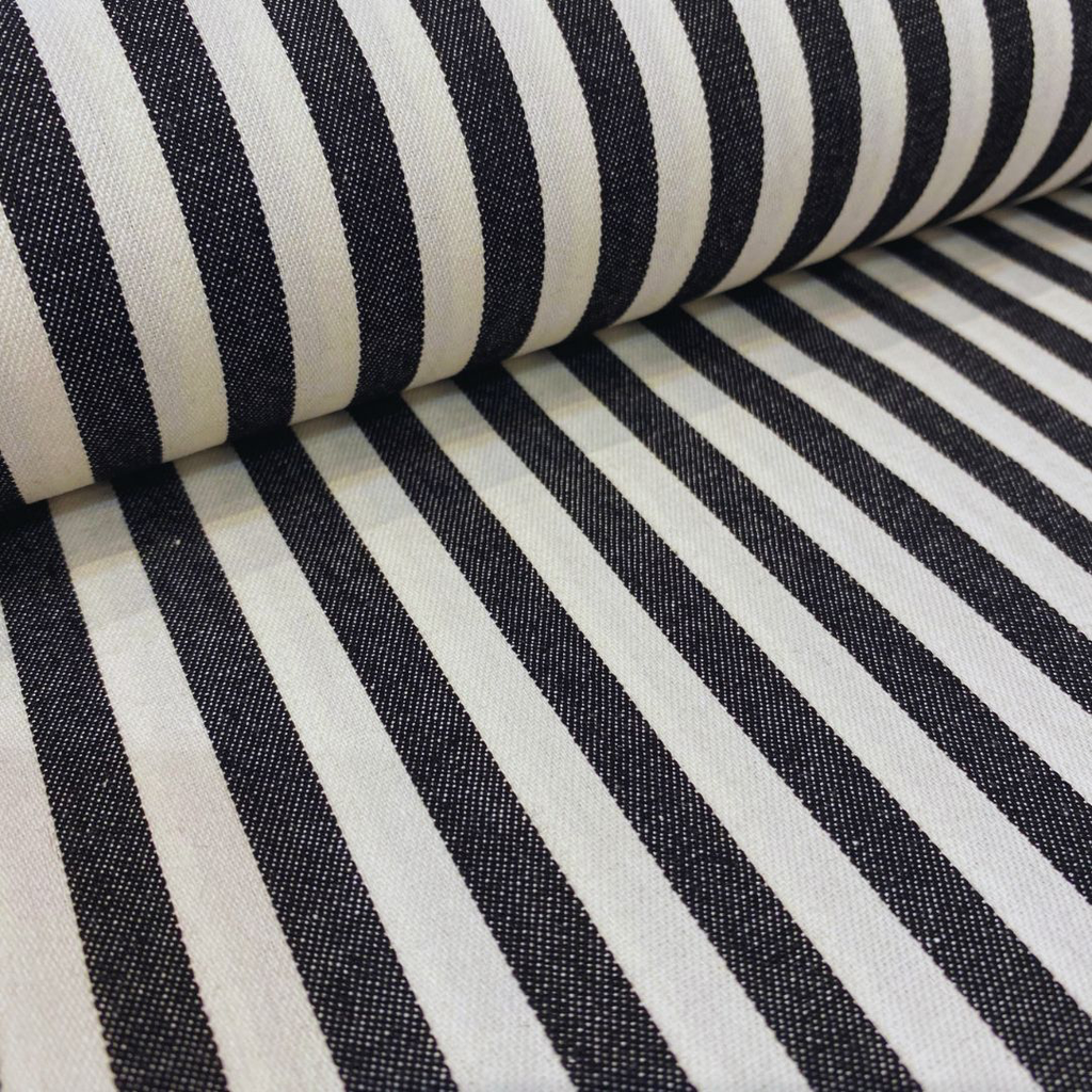 Sélection Coup de coudre – Tissu Denim de Coton Stretch Rayures Larges Gris Anthracite 1.webp
