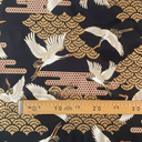 Naka Fabrics - Tissu Coton Japonais – Grues Impériales Bleu Nuit 5.webp