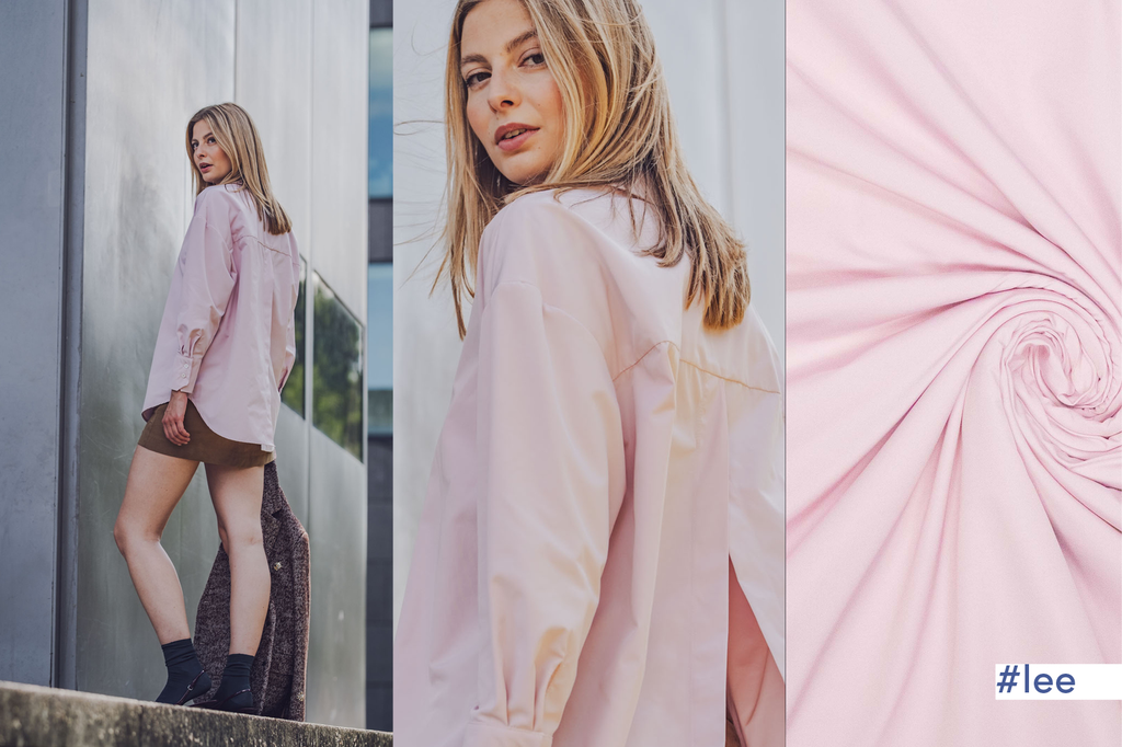 Fibre Mood – Tissu Toile Fine Déferlante Uni Couleur Rose Poudré 5.webp