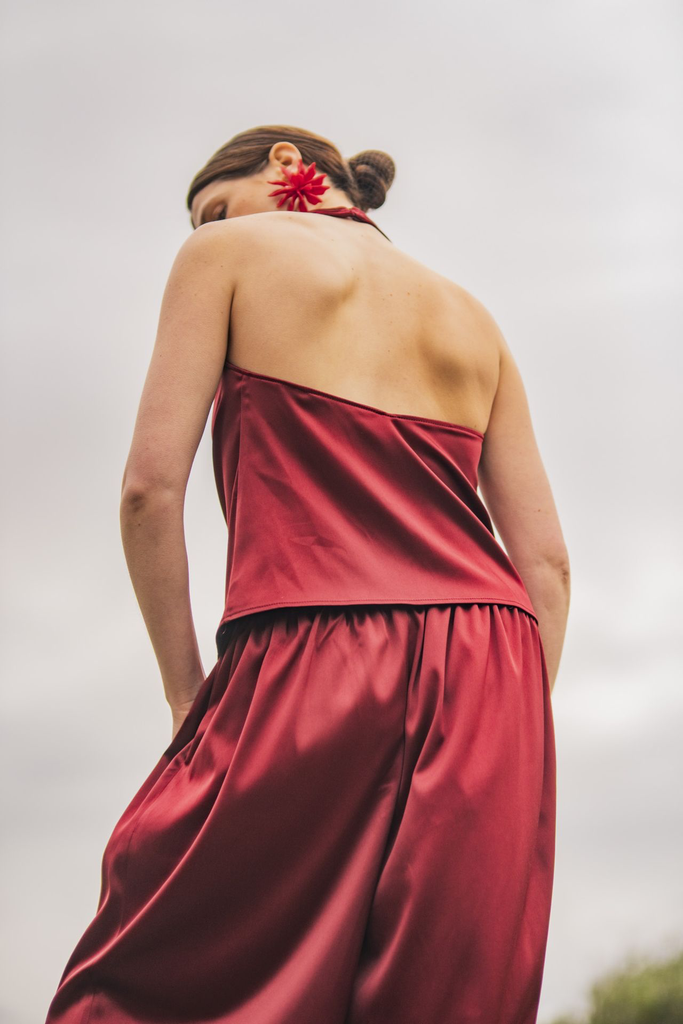 Fibre Mood – Tissu Satin «Josse» Uni Couleur Rouge 5.webp