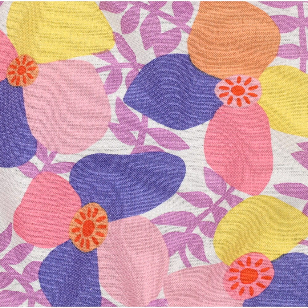 Nerida Hansen – Tissu Lin Viscose « Lema Poppies » Violet et Jaune 2.webp
