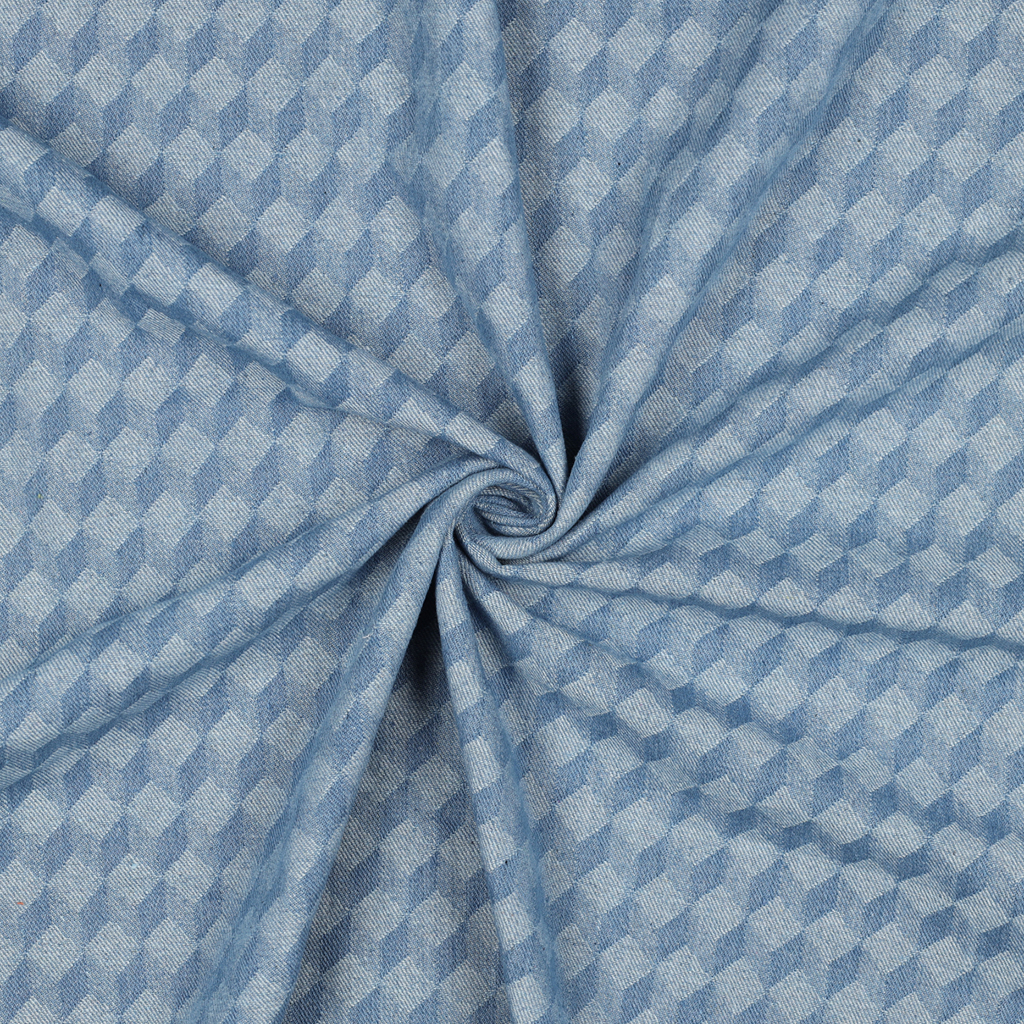Sélection Coup de coudre – Tissu Denim Bleu Clair à Motif Cube 3D 3.webp