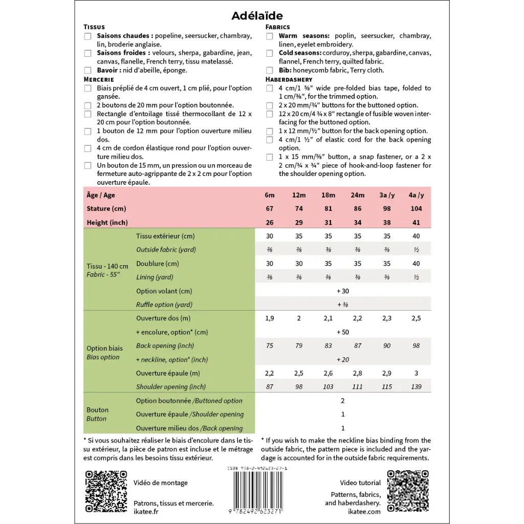 Ikatee - Patron Couture Bébé Plastron, Pull sans Manches et Bavoir "Adélaïde" du 6 mois au 4 ans 1.webp