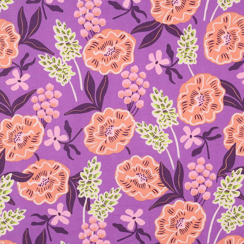 Nerida Hansen – Popeline de Coton « FRESH FLOWERS » Violet 3.webp
