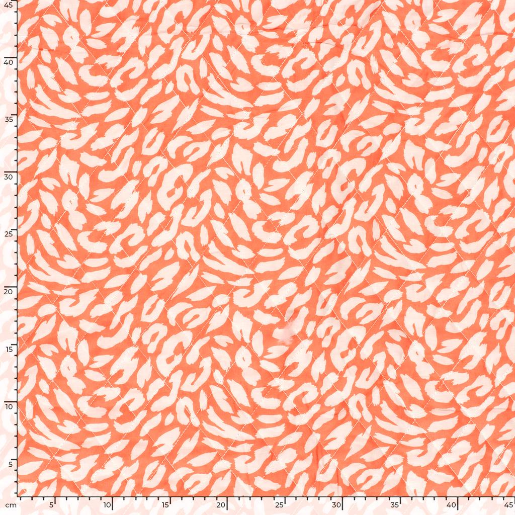 Sélection Coup de coudre - Tissu Voile de Coton Matelassé "Léopard" Corail  4.webp