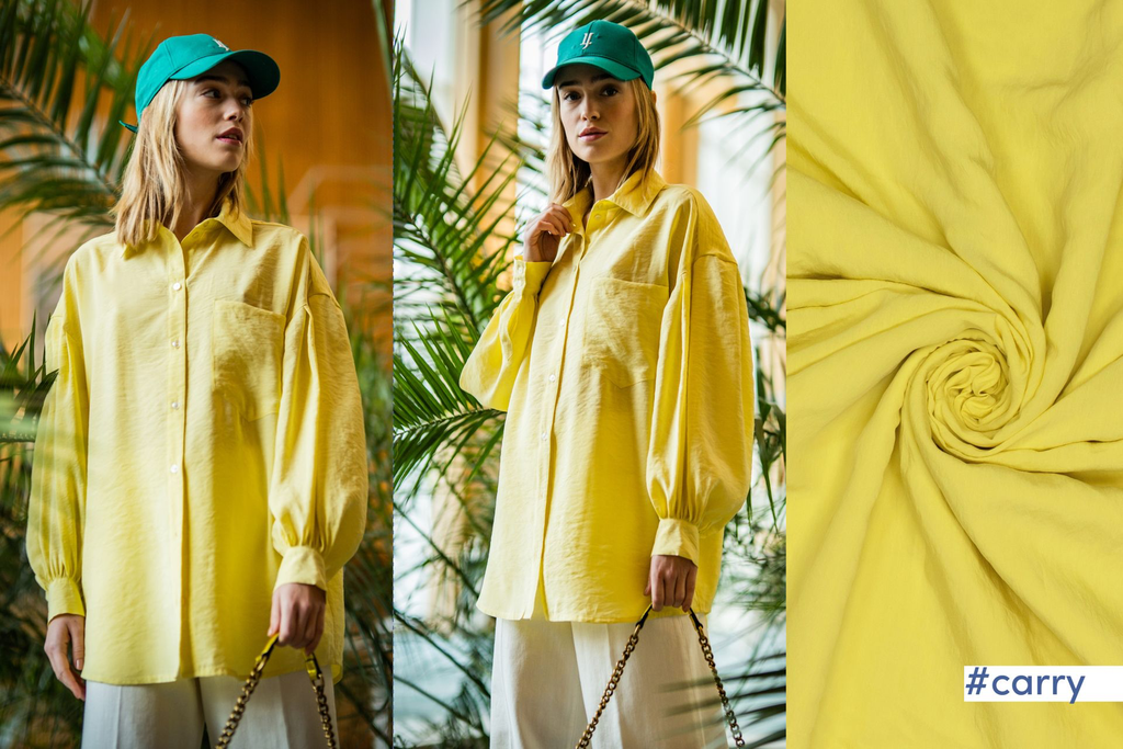  Fibre Mood - Tissu Aspect Lavé en Modal et Polyester "Carry" Uni Couleur Jaune 2.webp