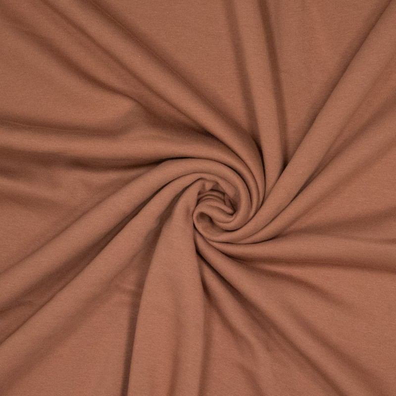 Sélection Coup de Coudre – Tissu Jersey Sweat de Coton Gratté Uni Couleur Mocha Mousse.webp
